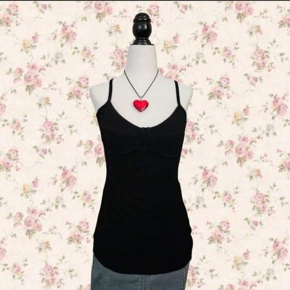 KIZMET 2000s Black Bustier Tank Top - Picture 2 of 4